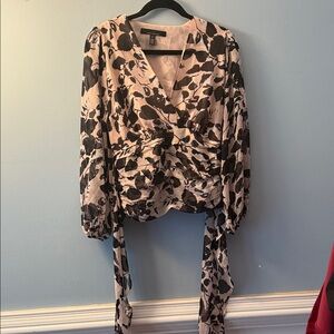 White House Black Market Black and pink v neck Blouse